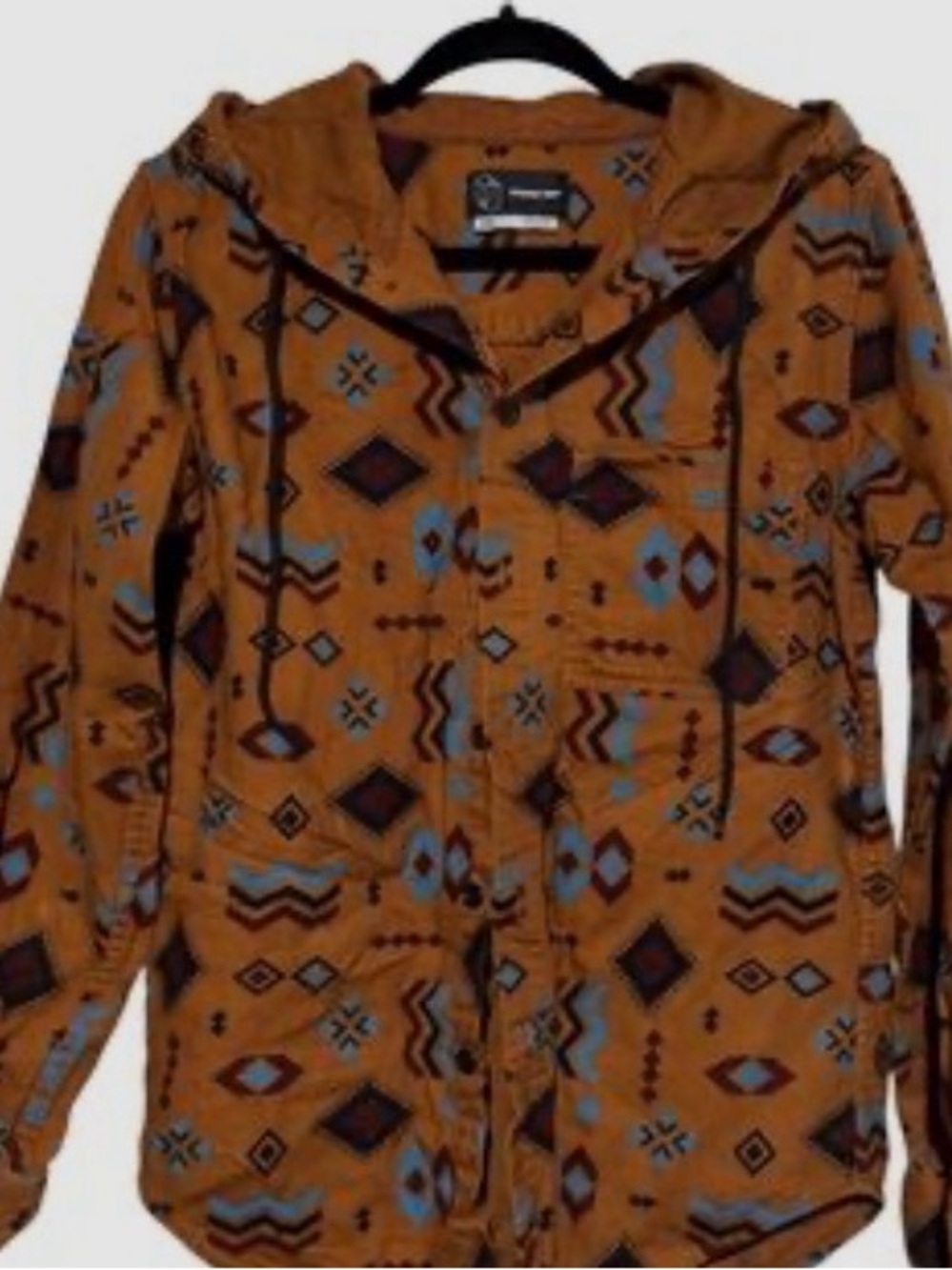 Original Use Men's Aztec-Print Hooded Puffer Jacket - Mustard & Blue